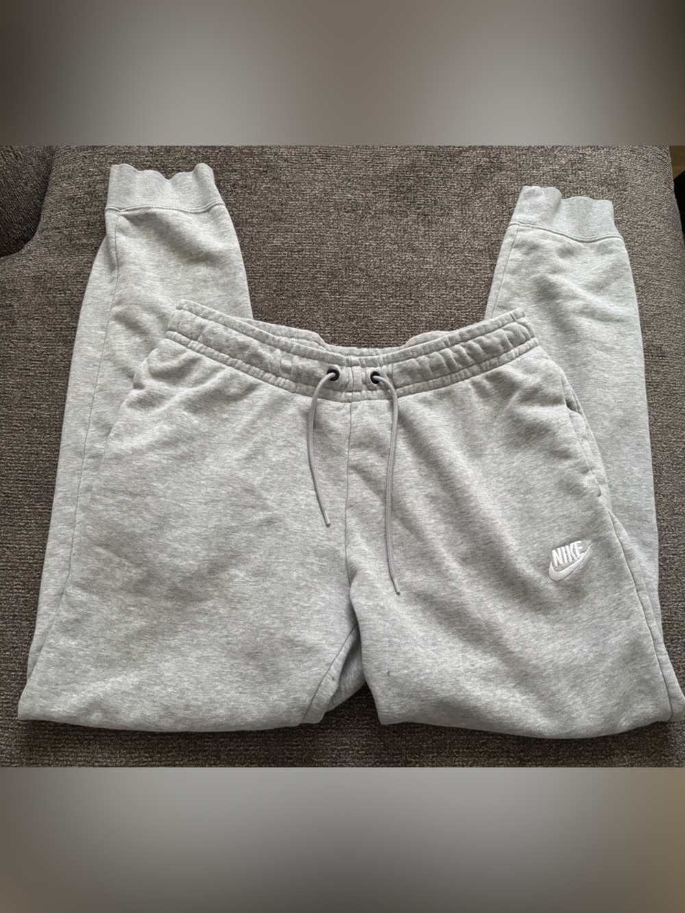Nike Kids Light Gray Fleece Joggers with Logo